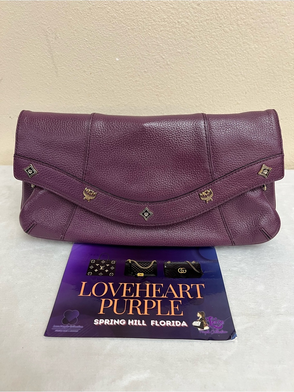 AUTH MCM SHOULDER BAG PURPLE
